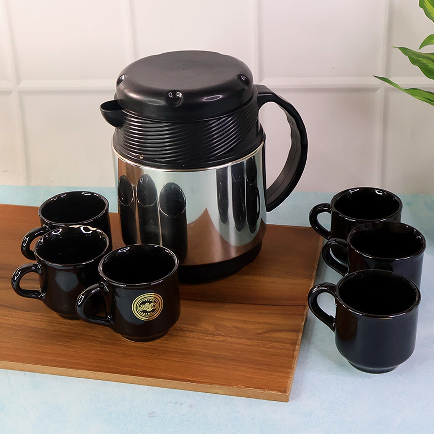 Tea and Coffee Thermos Flask and 6 Ceramic Cups (1 Set) Tea and Coffee Thermos Flask and 6 Ceramic Cups (1 Set)